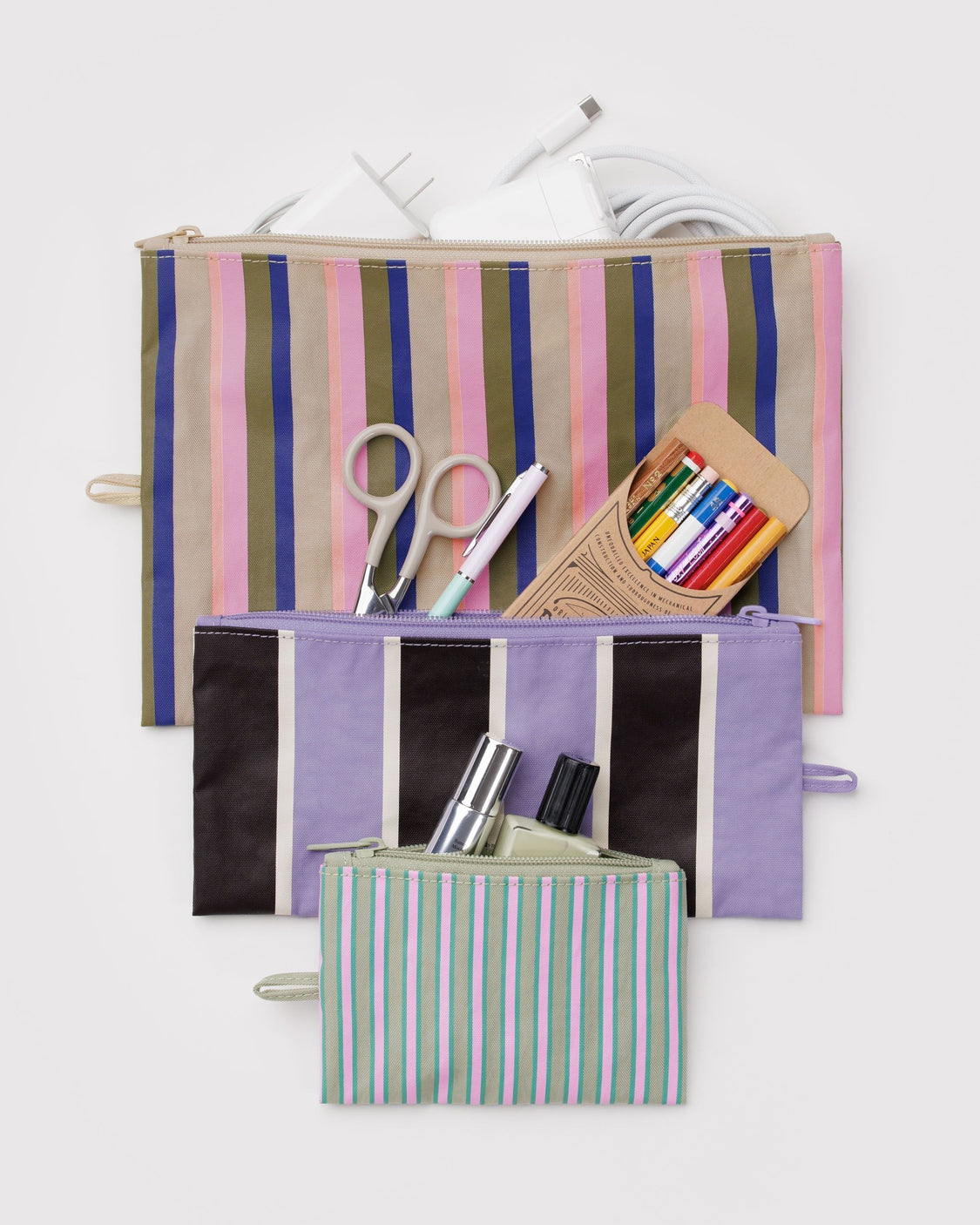 Flat Pouch Set - Candy Shop Stripes - Essential Storage Set