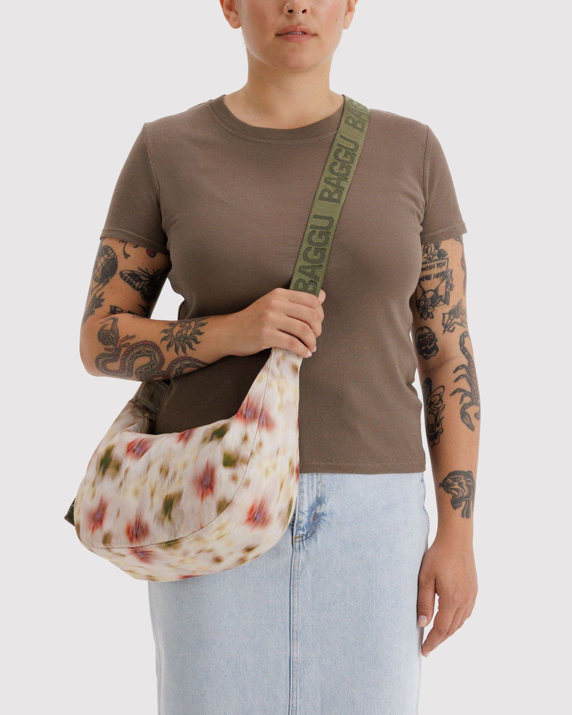 Medium Nylon Crescent Bag - Abstract Floral - Clean Market Haul