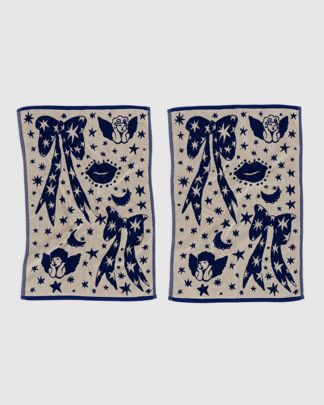 Hand Towel Set of 2 - Cherub Bows - Premium Carry Tag