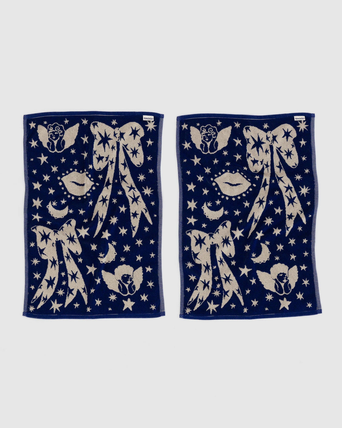Hand Towel Set of 2 - Cherub Bows - Premium Carry Tag